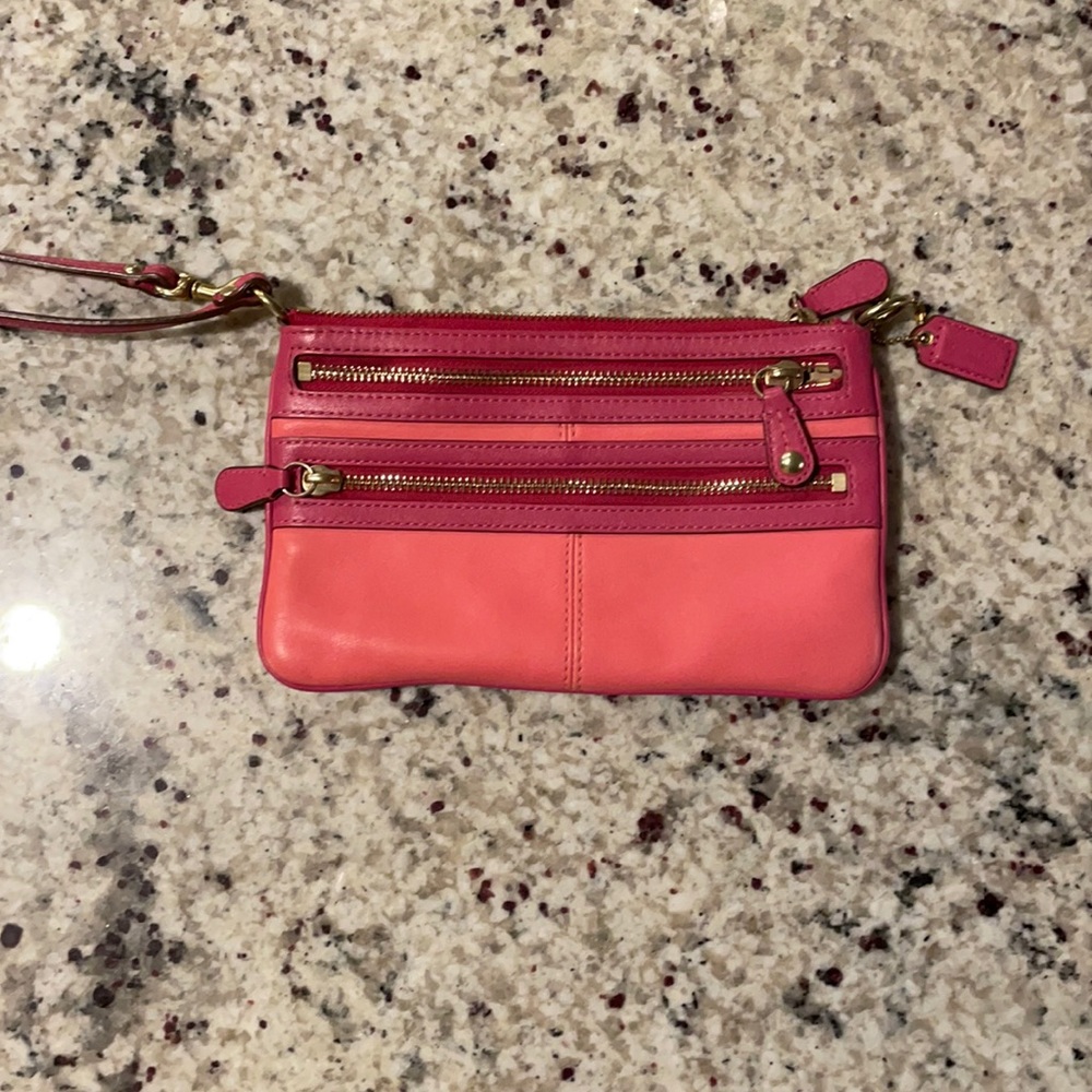 Coach wristlet. Pink and magenta. Gently used.